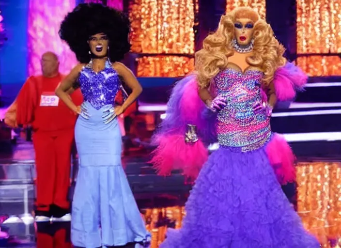 Image similar to broadcast still of jordan peterson in drag as a contestant of ru paul's drag race, 4 k