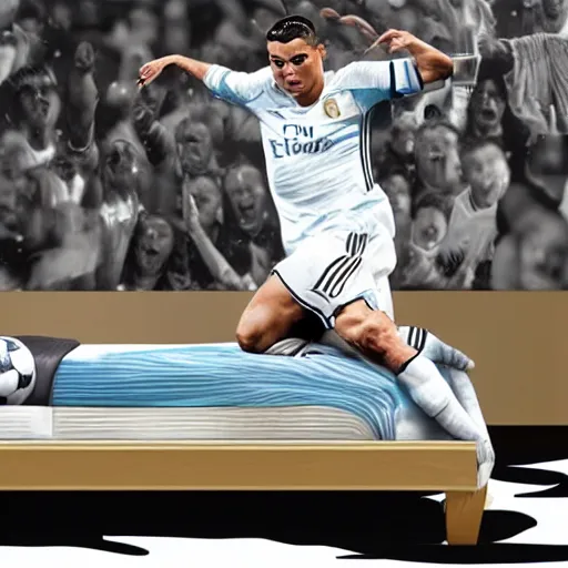 Prompt: hyper realistic image of ronaldo in his bed and he's sick