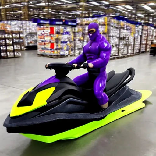 Image similar to thanos riding jetski at costco