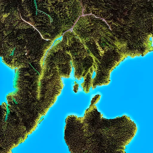 Prompt: isometric view of mainland southeast asia, high - detail, high accuracy, satellite image, fantasy,