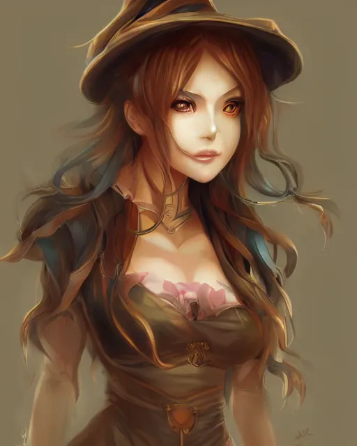 Image similar to Nami anime character beautiful digital illustration portrait of a Witch who design by Ross Tran, artgerm detailed, soft lighting