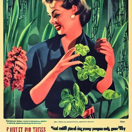 Prompt: 1 9 5 0 s killer plant movie poster