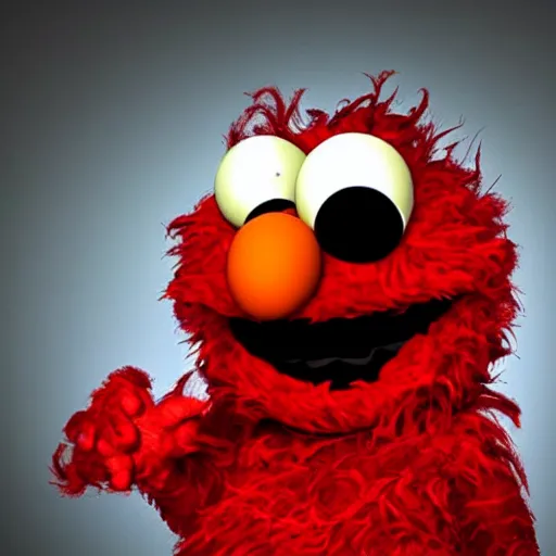 Image similar to Elmo as a monster, horror, dark, scary, real