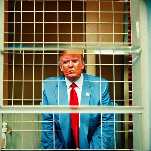 Prompt: photo of donald trump in prison, cinestill, 800t, 35mm, full-HD