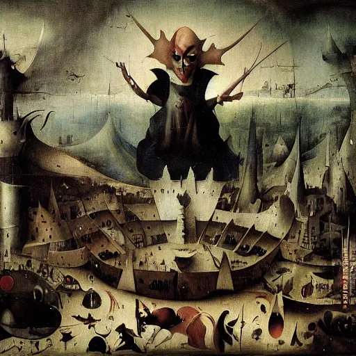 Image similar to the joker, drama, chaos matte painting by hieronymus bosch and zidislaw beksinsky