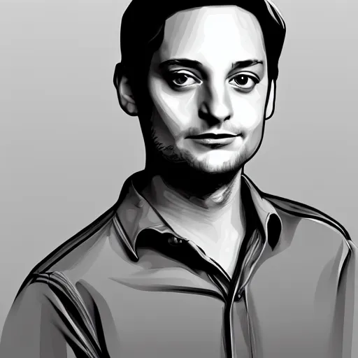 Image similar to portrait of tobey maguire, highly detailed, centered, solid color background, digital painting