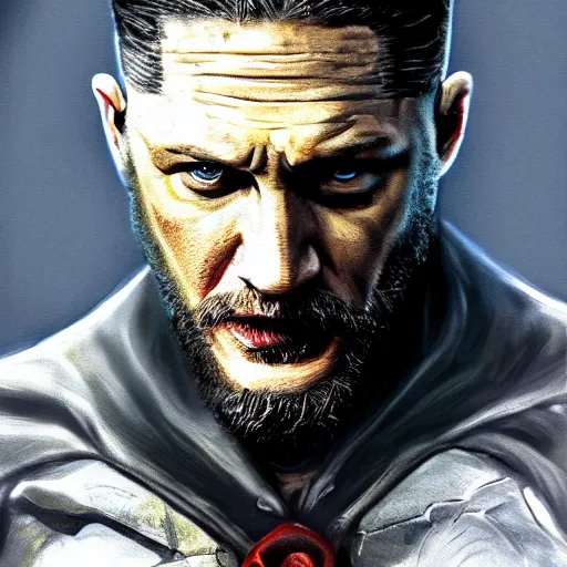 Image similar to Tom Hardy in wolverine suit Digital art 4K quality Photorealism