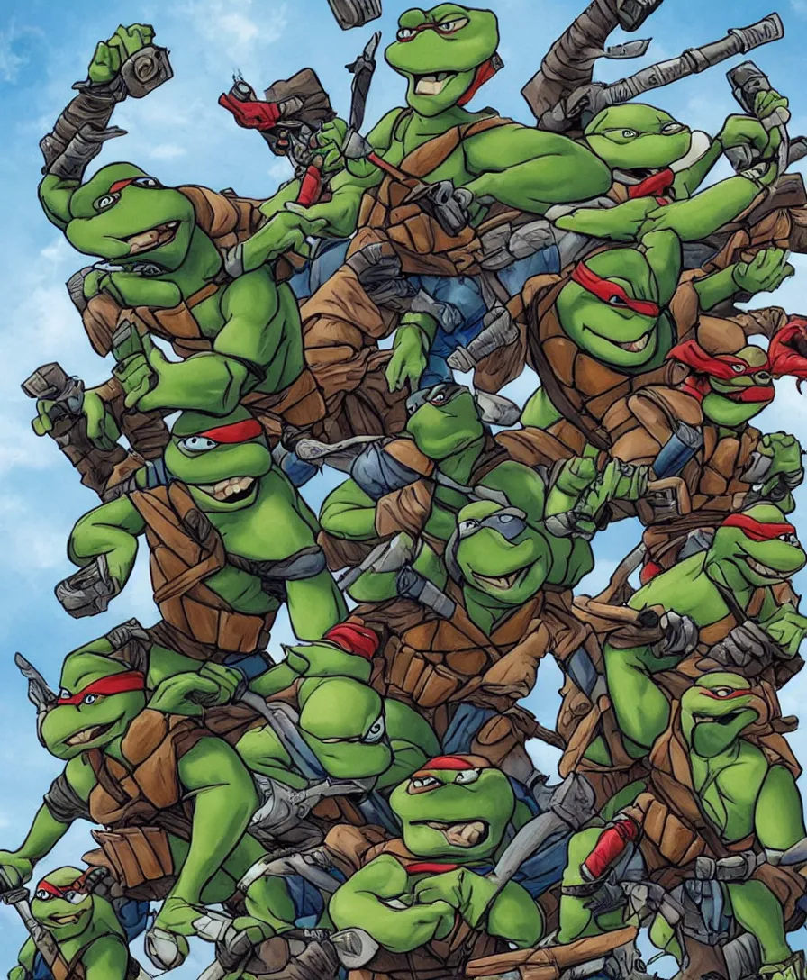 Batman and teenage mutant Ninja turtles crossover, Stable Diffusion