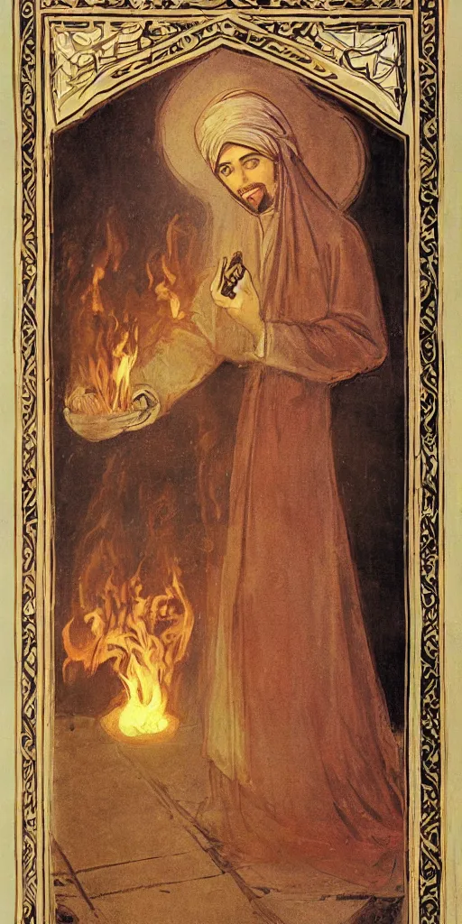 Image similar to prophet muhammad as a beautiful Woman burning the Quran