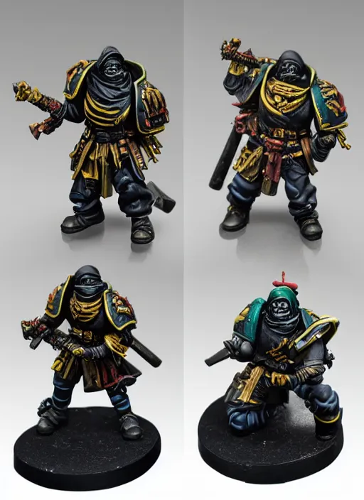 Image similar to 8 0 mm resin detailed miniature of a warhammer 4 0 k ninja, product introduction photos, 4 k, full body,