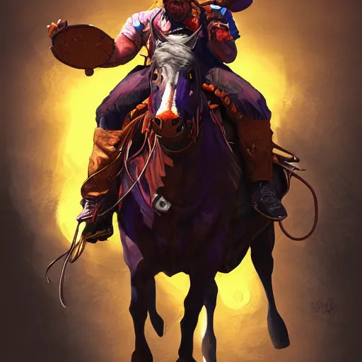 Prompt: Chubby Ethan Van Sciver as a cowboy chasing cattle, colorful, dramatic lighting, detailed, intricate, elegant, highly detailed, digital painting, artstation, concept art, smooth, sharp focus, illustration