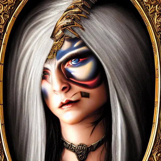 Image similar to candid photographic close - up - portrait, goddess of death, by anne stokes, photorealism, uhd - resolution, hyperdetailed