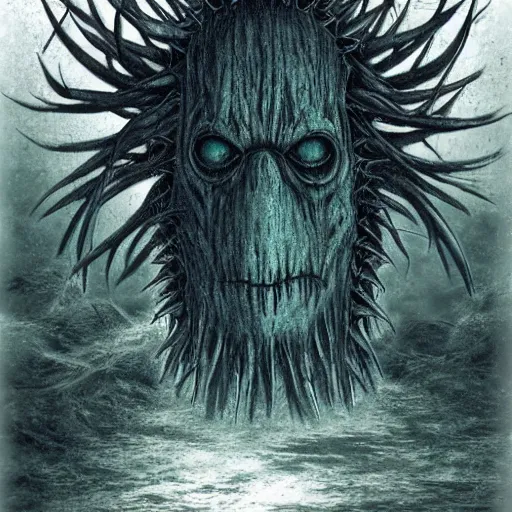 Image similar to swamp monster, aquatic head, spiky spine, 8k, swampy,