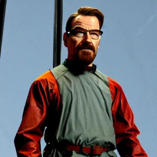 Image similar to Bryan Cranston as Gordon Freeman, dressed as Gordon Freeman from half life 2, still from a movie