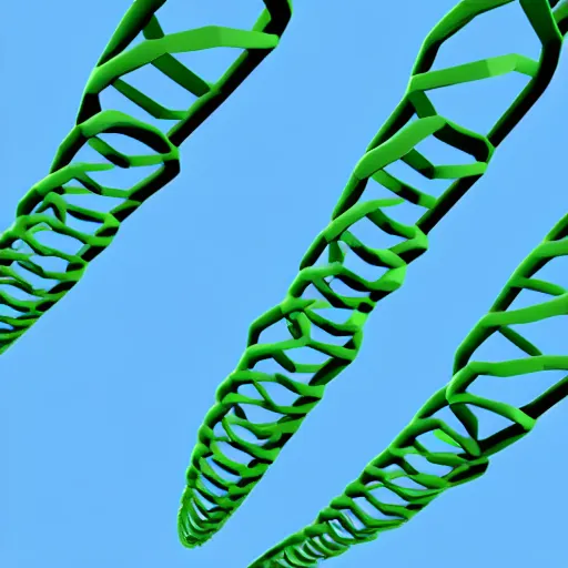 Image similar to Tornado made of DNA, 3d render, smooth, detailed, low poly