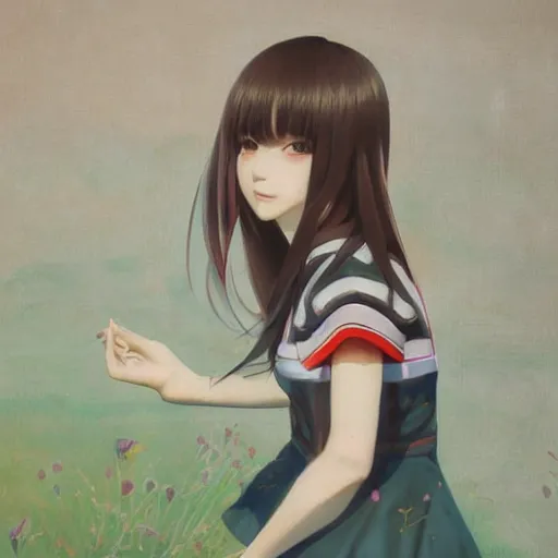 Image similar to a high detail portrait of high school girl by makoto sinkai, by BUNBUN, in simple background, CLIP STADIO, mad painting