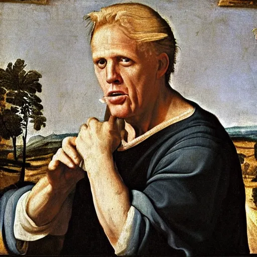 Image similar to renaissance painting of gary busey