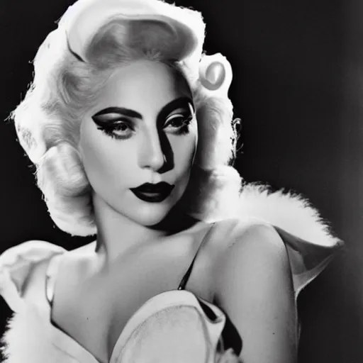 Prompt: portrait of lady gaga, vintage old hollywood 1 9 4 0 s