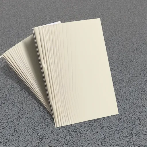 Prompt: 3 d images of cream colored hard cover books falling with a white backdrop. ultra - realistic.