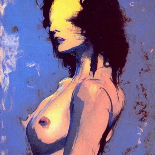 Prompt: portrait of a beautiful woman by jeffrey catherine jones