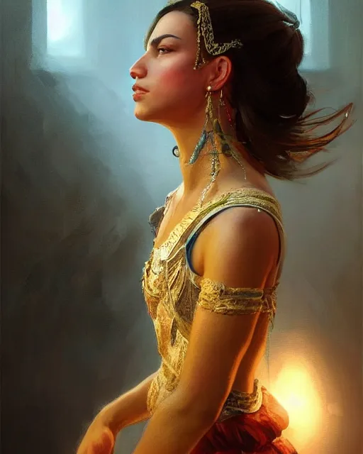 Prompt: Pride as a beautiful latino princess, gorgeous, portrait, powerful, intricate, beautiful, masterpiece, elegant, volumetric lighting, back lighting, rimlight, dramatic lighting, digital painting, highly detailed, artstation, sharp focus, illustration, Artgerm, Jean-Léon Gérôme , ruan jia