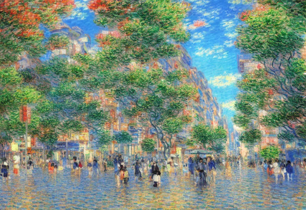 Image similar to tokyo anime scenery, very anime scenery in impressionist style, trending artwork, anime painter studio, by claude monet