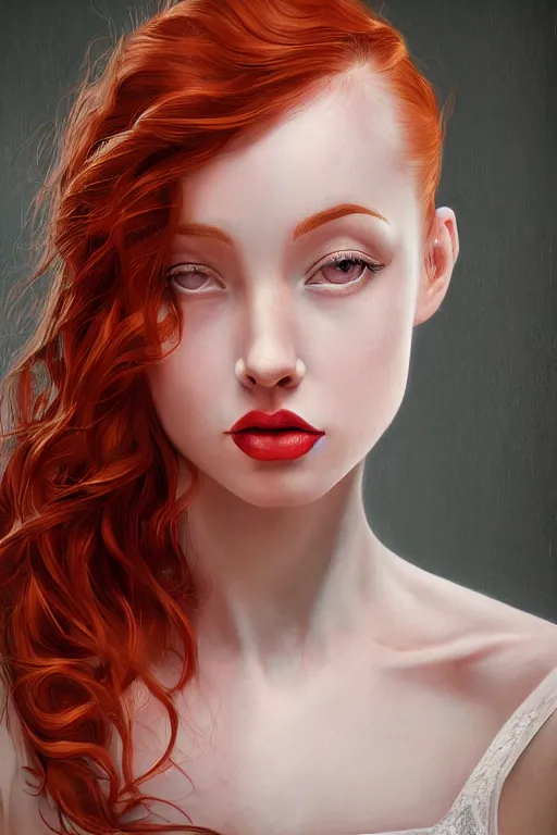 Image similar to hyperrealistic photography of a highly detailed and symmetrical gorgeous red head female ballerina in the style of vargas and wlop, highly detailed, face symmetry, masterpiece, award - winning, sharp focus, intricate concept art, ambient lighting, 8 k, artstation