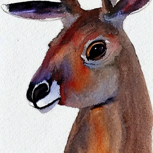 Image similar to kangaroo, watercolor, watercolor art, kangaroo, simple, white background