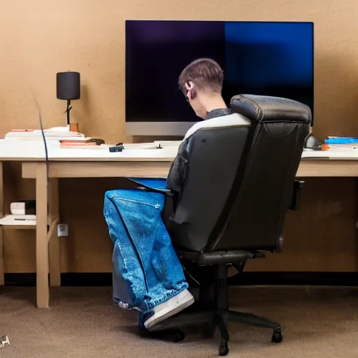 Prompt: Napoleon sitting in a gaming chair and playing a game on his computer, 8k, dslr,