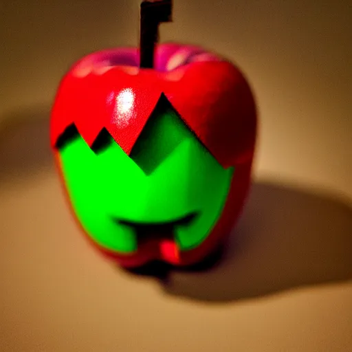 Prompt: real - life professional photo of a minecraft enchanted apple, highly detailed, extremely high quality, hd, 4 k, 8 k, professional photographer, 4 0 mp, lifelike, top - rated, award winning, realistic, detailed lighting, detailed shadows, sharp, no blur, edited, corrected, trending