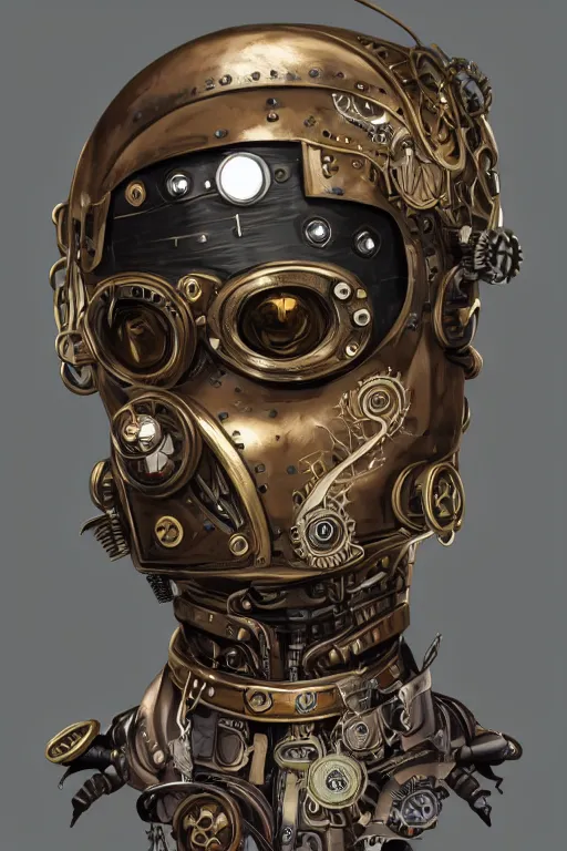 Image similar to steampunk helmet fantasy art mask robot ninja stylized digital illustration sharp focus, elegant intricate digital painting artstation concept art global illumination ray tracing advanced technology chaykin howard and campionpascale and cooke darwyn and davis jack