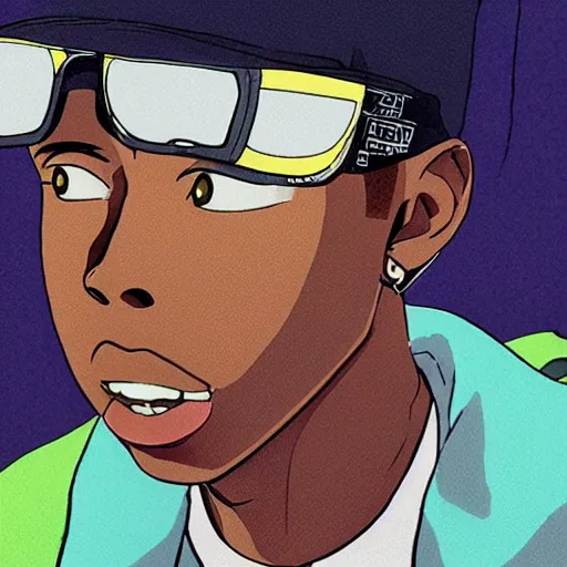 Image similar to anime still of tyler the creator