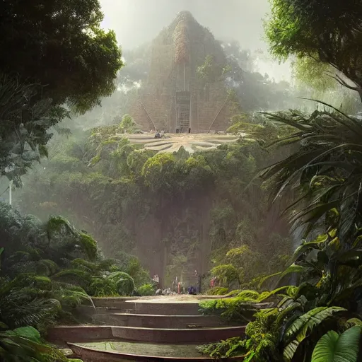 Image similar to beautiful!!!!!! garden at the top of a babylonian ziggurat, eden, jungle, greg rutkowski, chris tulloch mccabe, valentina remenar, asher duran, digital art, concept art, trending on artstation