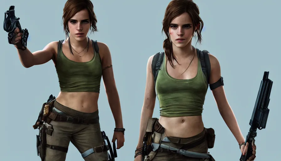 Image similar to Emma Watson is Lara Croft, hyperdetailed, artstation, cgsociety, 8k