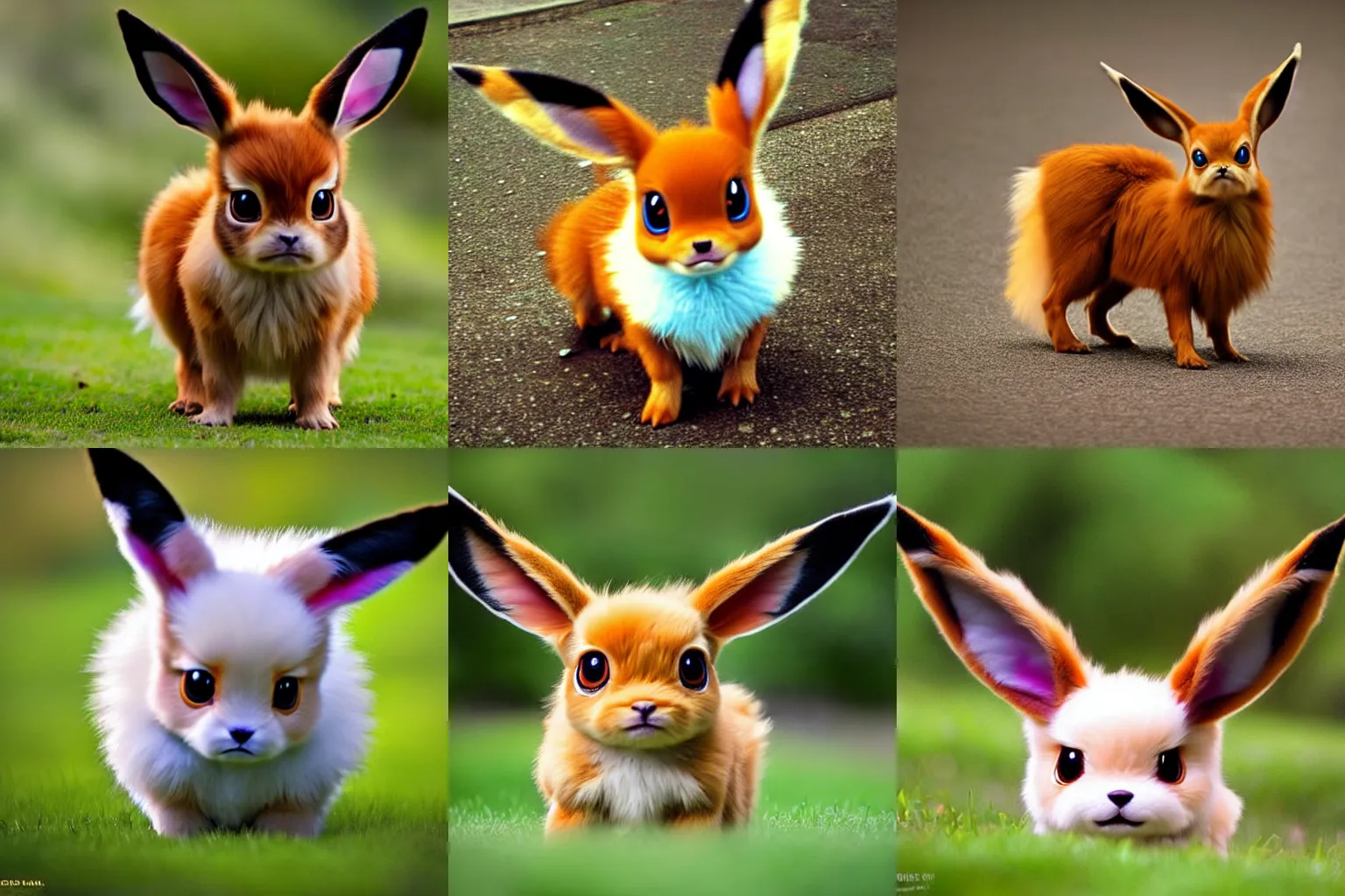 Prompt: real life pokemon, eevee!!!!!!!!!!, cute, ultra realistic, sharp focus, wildlife photography, national geographic.