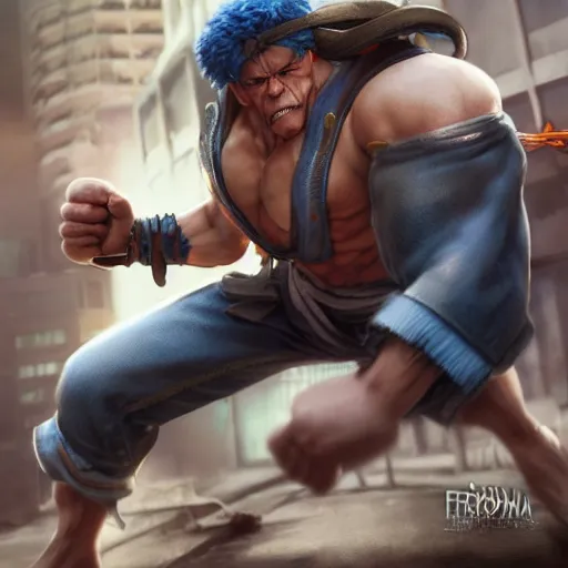 Image similar to ron pearlman as e. honda street fighter, ultra realistic, concept art, intricate details, highly detailed, photorealistic, octane render, 8 k, unreal engine, art by frank frazetta, simon bisley, brom