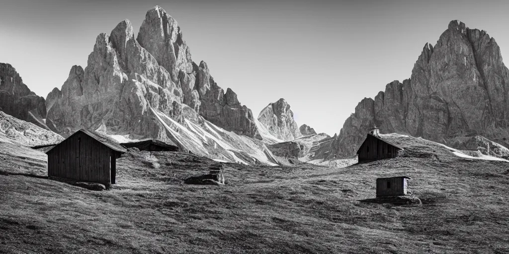 Image similar to photography of a wall with alpine farmer tools in shape of witch signs hanging down, hexagram, häxen, old hut, alp, dolomites, alpine, detailed intricate insanely detailed octane render, 8k artistic 1920s photography, photorealistic, black and white, chiaroscuro, hd, by David Cronenberg, Raphael, Caravaggio