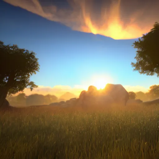 Image similar to the setting sun, unreal engine 5