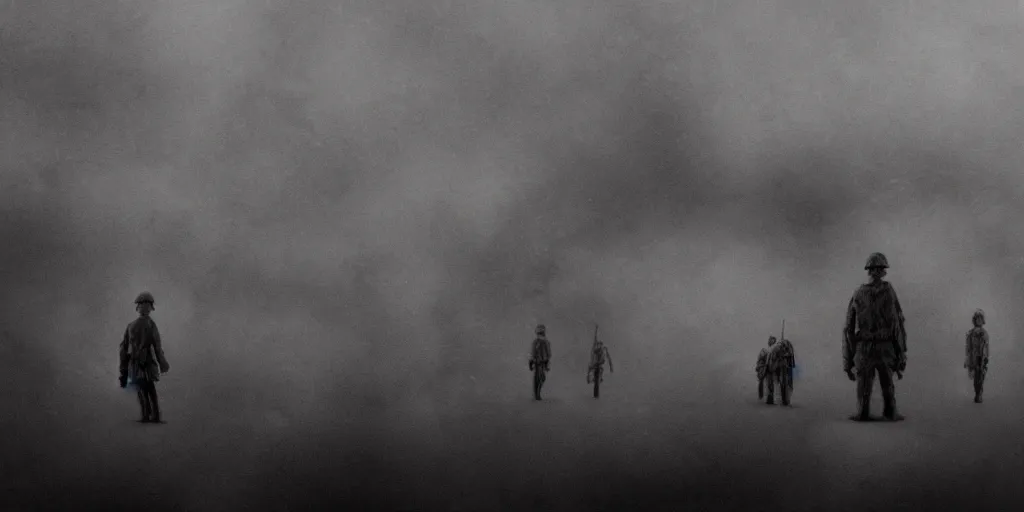 Image similar to the world war 3, surrealistic detailed claymation art, dark, moody, foggy