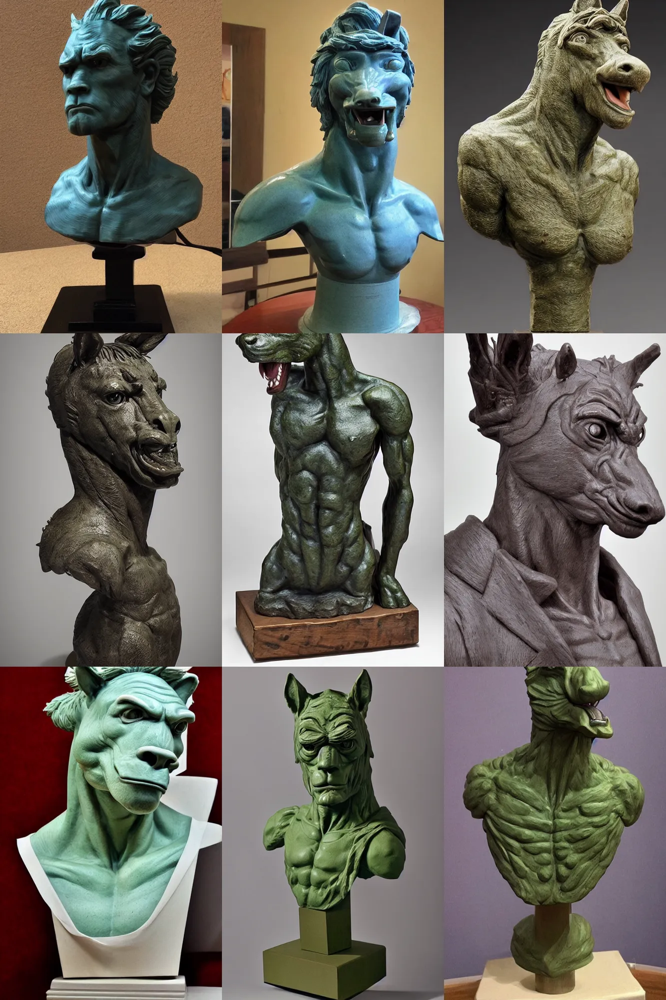 Prompt: a bust sculpture of bojack horseman, very detailed, by michelangelo