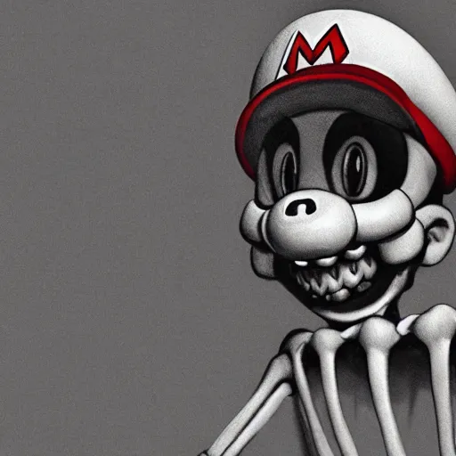 Image similar to A skeleton in the game Super Mario 64, hyperrealism