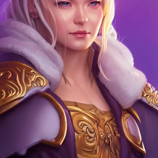 Image similar to jaina proudmoore character portrait, concept art, intricate details, highly detailed photorealistic portrait in the style of adam hughes, seseon yoon, artgerm and warren louw