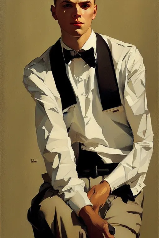 Prompt: attractive male, painting by ilya kuvshinov, j. c. leyendecker