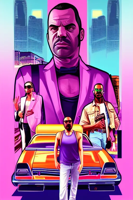 Image similar to grand theft auto 6 return to vice city. pop art, no duplicate image, glowing lights, ultra details, digital painting, artstation, concept art, smooth, sharp focus, illustration, intecrate details, art by richard hamilton and mimmo rottela, pixels art by paul robertson