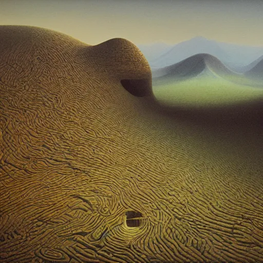 Image similar to A Landscape by Zdzisław Beksiński and Beeple