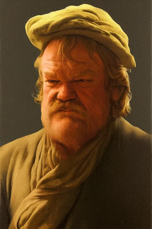 Image similar to portrait of brendan gleeson, digital painting by maxfield parrish and caravaggio, photorealistic