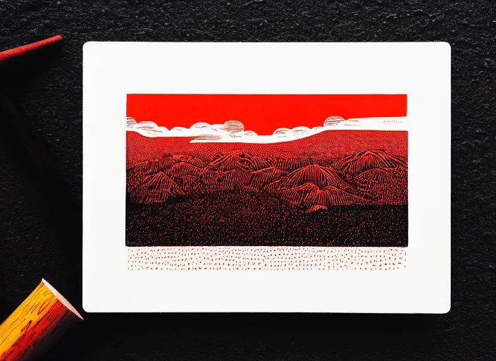 Image similar to a world on fire, colorful,linocut,wood block print, Mads Berg, Karolis Strautniekas, stippled light, editorial illustration, detailed,fine texture, textured, matte print