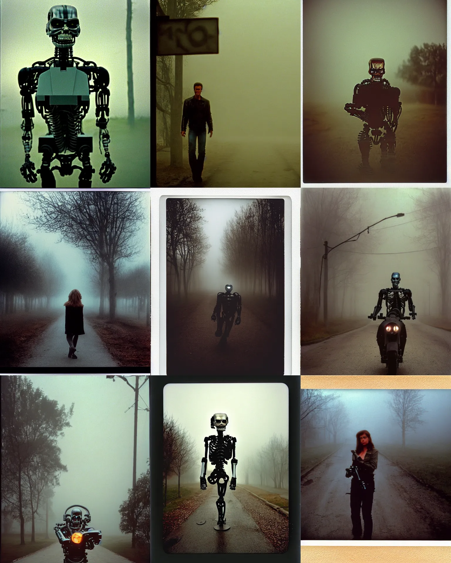 Prompt: terminator endoskeleton in village , Cinematic focus, Polaroid photo, vintage, neutral colors, soft lights, foggy, mist, by Steve Hanks, by Serov Valentin, by lisa yuskavage, by Andrei Tarkovsky