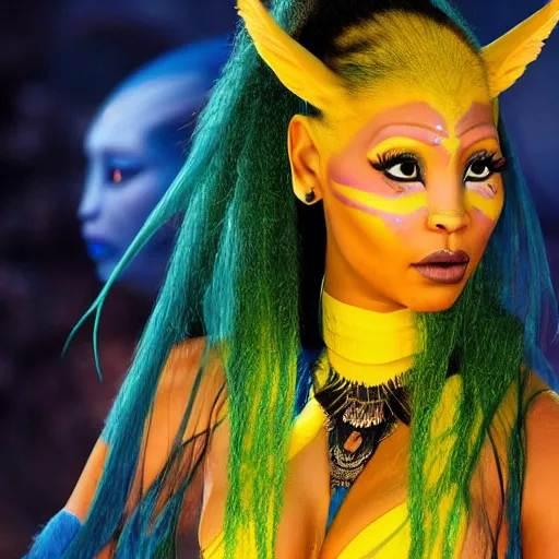 Image similar to nicki minaj as a beautiful na'vi in avatar, studio photo, award winning