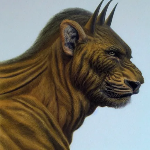 Image similar to artstation a wild beast, by Boris Vallejo, very detailed, side view , portrait, backlit